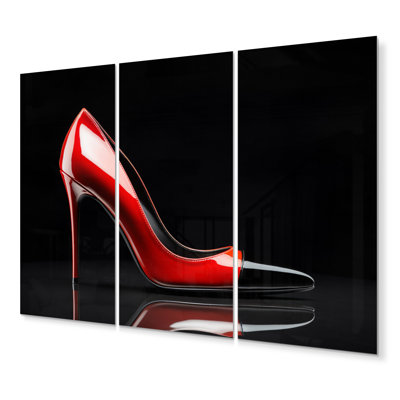 Fashion High Heels Sleek Silhouette II Fashion Wall Decor on Metal