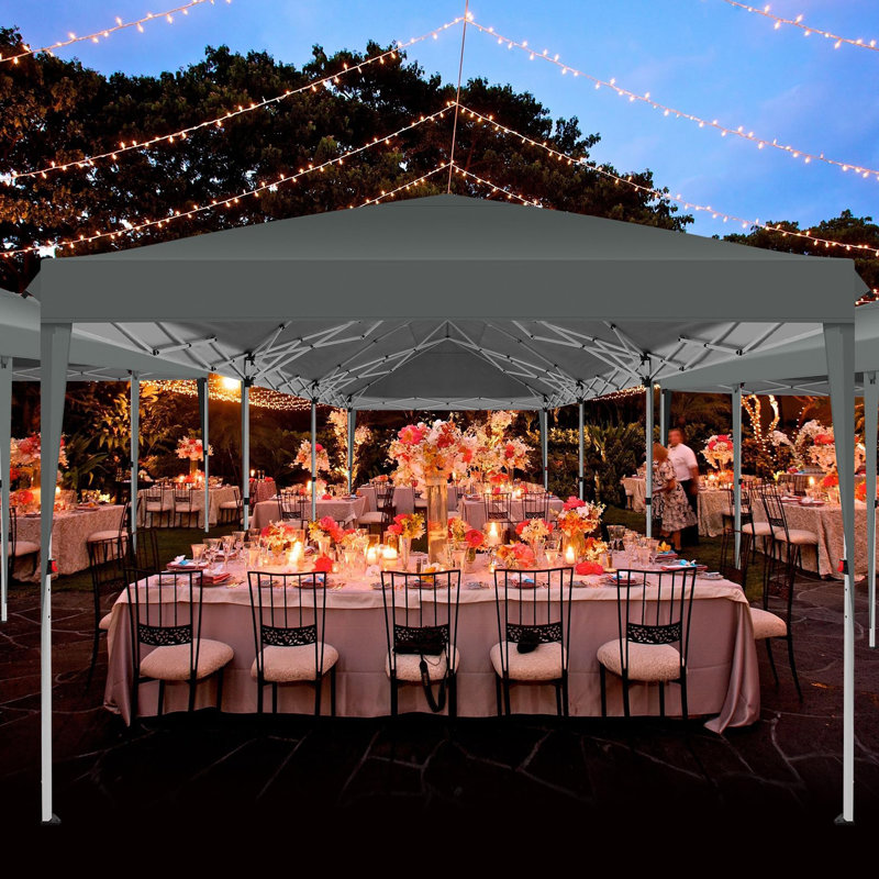 10x30 Pop Up Canopy Tent with Removable Sidewalls, Gray