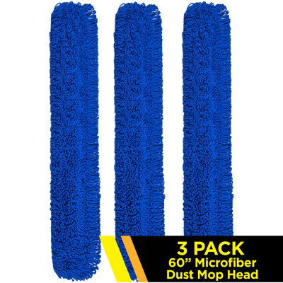 Gritt Commercial Microfiber Looped Dust Mop Pad Head, Pack of 3