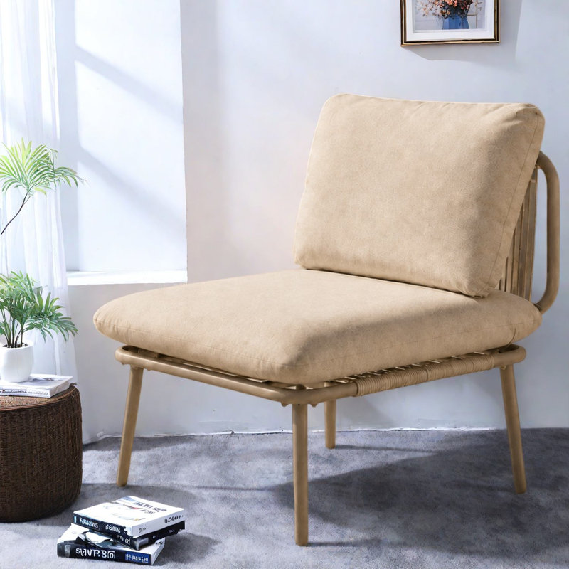 Fauteuil de patio modulaire sans accoudoirs, coussin de 10 cm, structure en acier, siège moderne