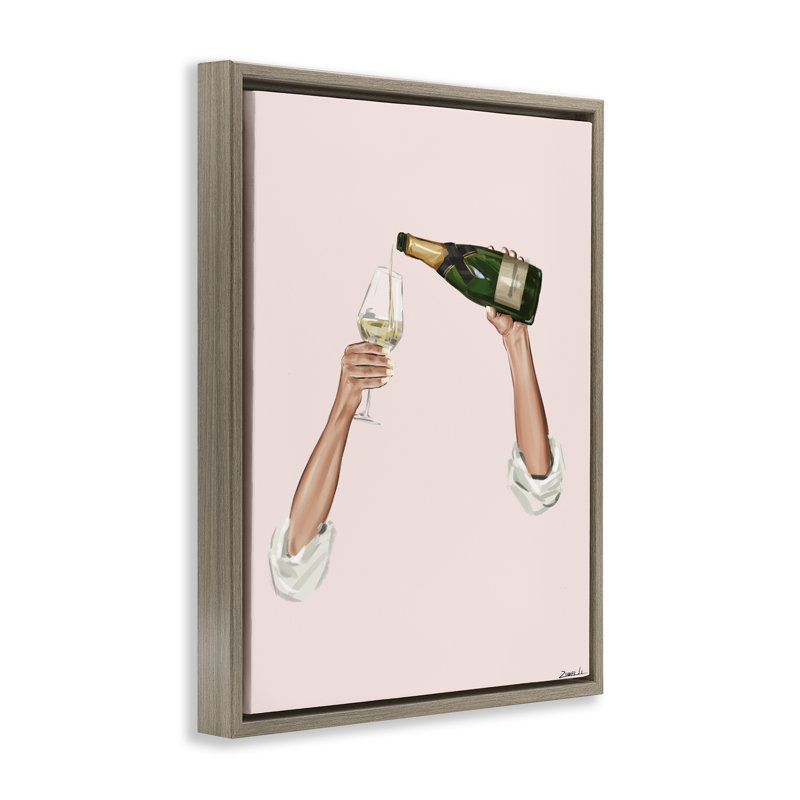 Champagne pour sur cadre flottant rose, design par Ziwei Li, Cadre flottant orme Montalcino, H 31 po x l 25 po