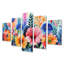 «Pink Blue Flowers Under Water II - Botanicals», ensemble d'art sur toile