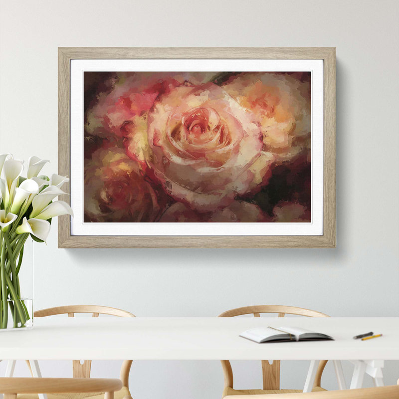 Pink Tipped Roses - Framed Print, Oak, 60cm H x 91cm W x 2cm D