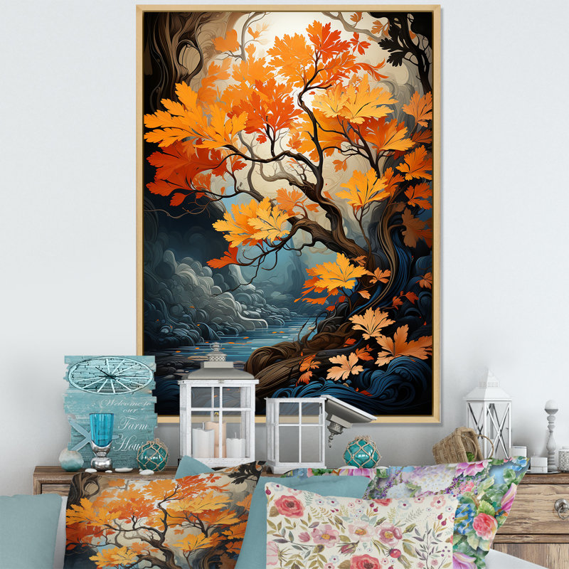 «Maple Tree Neon Vibrancy I» sur toile, Cadre flottant naturel, H 40 po x l 30 po x P 1,5 po