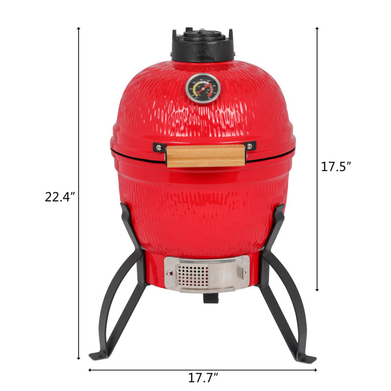 Blue Elephant 38.9cm W Kamado Charcoal Grill, Red