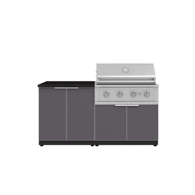 Ensemble d'armoires d'extérieur en aluminium 4 pièces avec gril performance 36 po - propane liquide et comptoir en pierre d'ingénierie noire nano 32 po