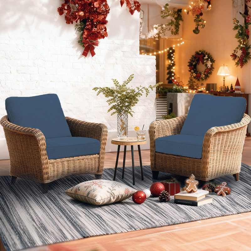 Outdoor 5''Deep Seat Chair Cushion Set, Navy Blue