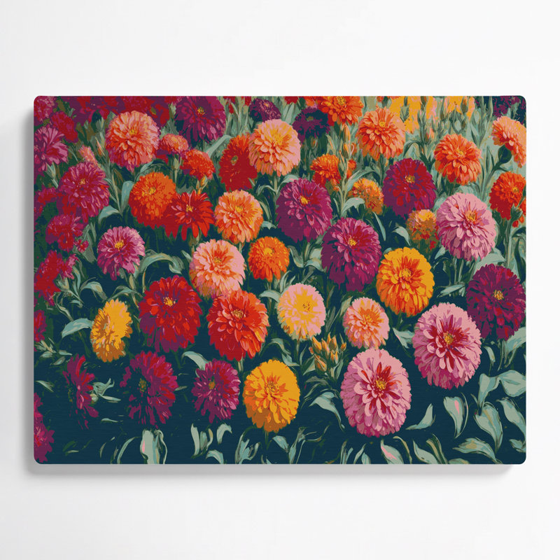 Art mural Botanical Zinnias, H 12 po x l 18 po