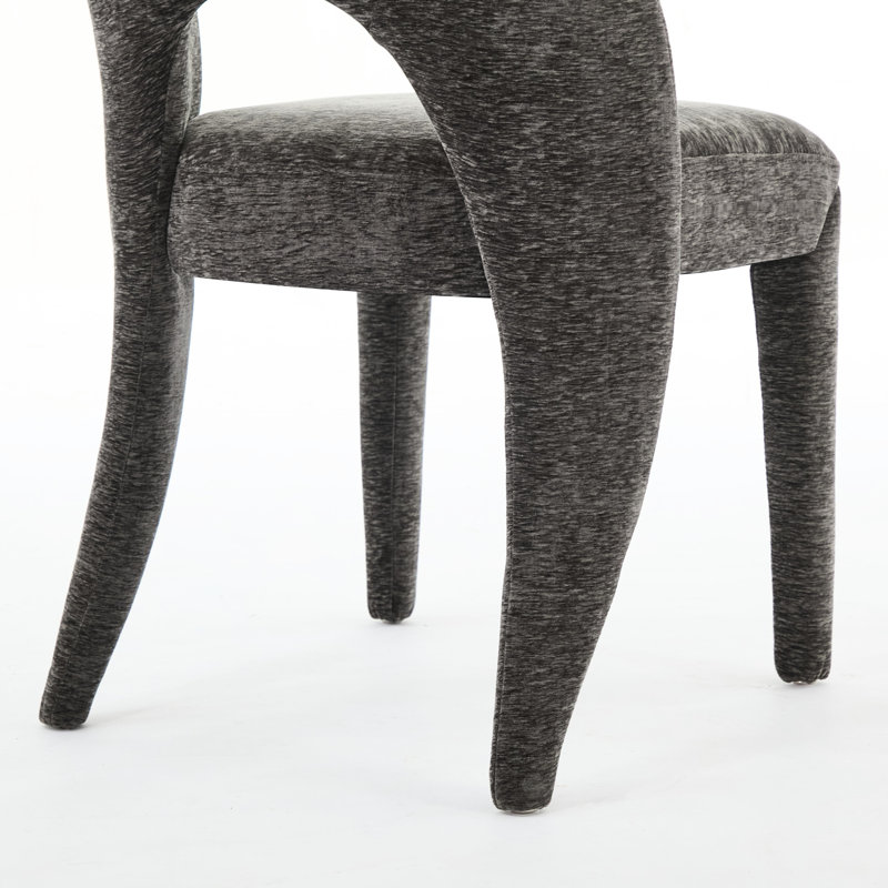 Chaises de salle à manger grises en chenille grises de 2 pièces, design contemporain, évidé, chambre ou pièce d'intérieur, structure de cadre en fer, sièges confortables, capacité de charge de 300 livres, performance à coût élevé, facile