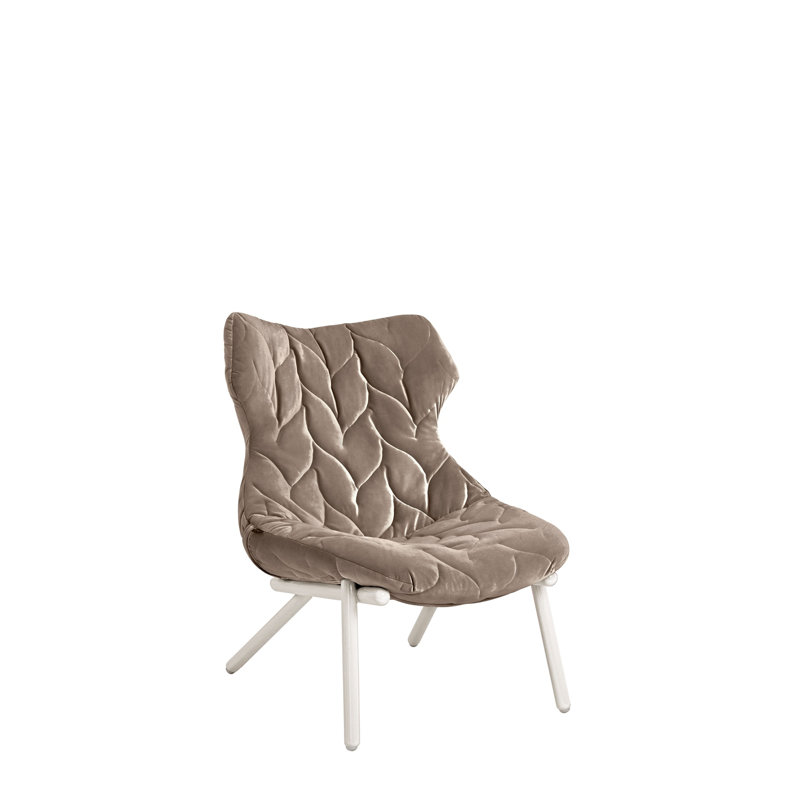 Foliage Side Chair, Taupe Velvet, White