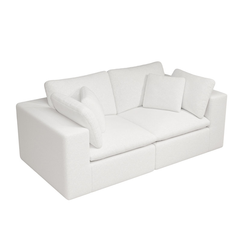 Canapé modulaire modulaire, canapé rembourré compressé, 2, H 25,6 po x l 78,8 po x P 39,4 po, Blanc