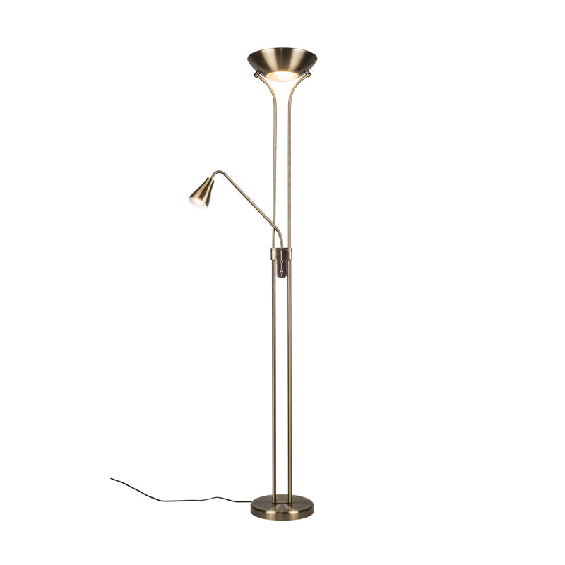 Briajah 181.5cm Torchiere Floor Lamp, Antique Brass