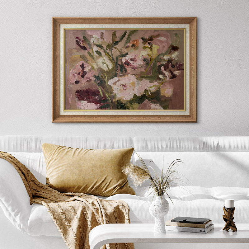 Doux rose, impressionniste, impression sur papier encadrée, H 26 po x l 36 po x P 1,5 po, Cadre naturel de qualité supérieure