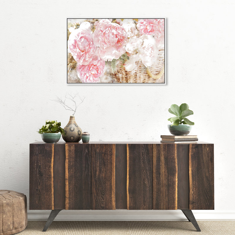 « basket o roses » par oliver gal, impression, H 20 po x l 30 po, Cadre blanc