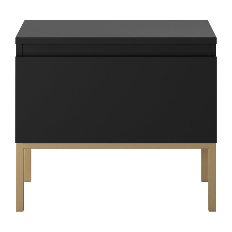 Moaad 49cm W Steel Bedside Table, Black