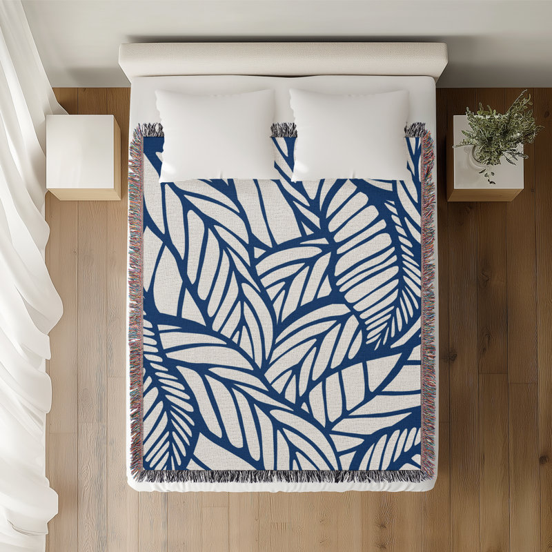 Jeté en coton Caro, 50 x 70, Bleu