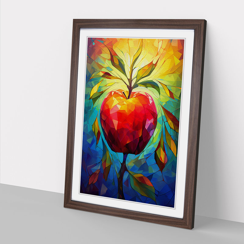 Apple Abstract No.3 - Single Picture Frame Print on Wood, Walnut Framed, Walnut, 46cm H x 34cm W x 2cm D