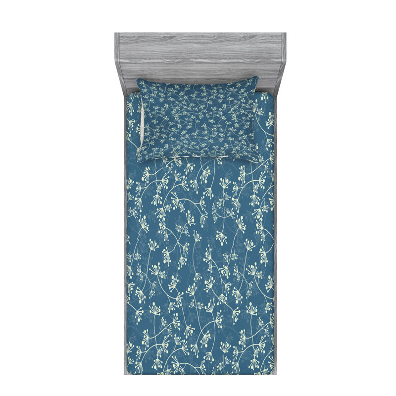 Microfiber Floral Sheet Set, Twin XL Sheet Set with Fitted Sheet