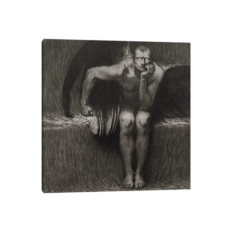 Lucifer, 1892 by Franz Von Stuck - Painting on Canvas, Wrapped Canvas, 45.72cm H x 45.72cm W x 1.91cm D