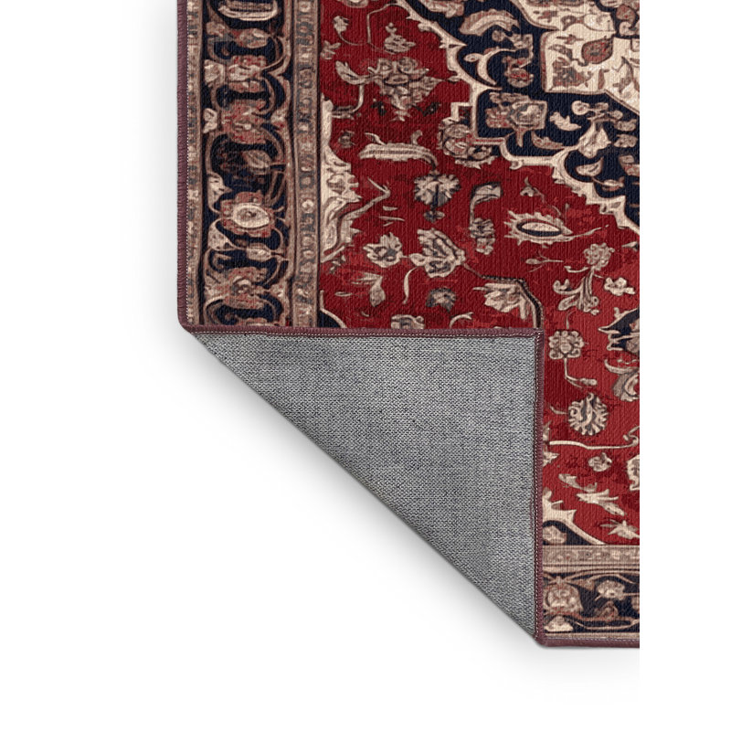 Tapis rouge persan lavable à la machine, Rectangle 6 pi x 9 pi