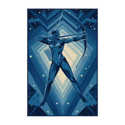 Machine Washable Palvinder Global Inspired Geometric Rug in Blue – Binding