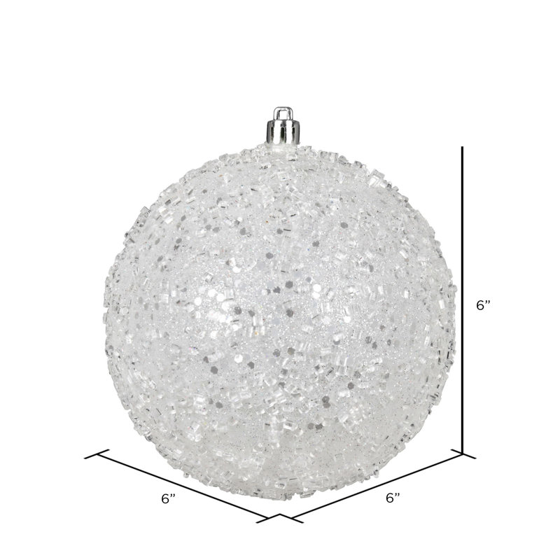 Ornement boule scintillante, H 6 po x l 6 po x P 6 po, Blanc, 4