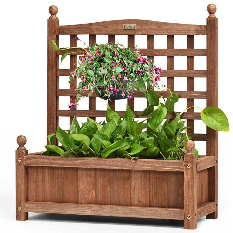 Bragg Wood Elevated Planter, 30" H x 11" W x 25" D, 2