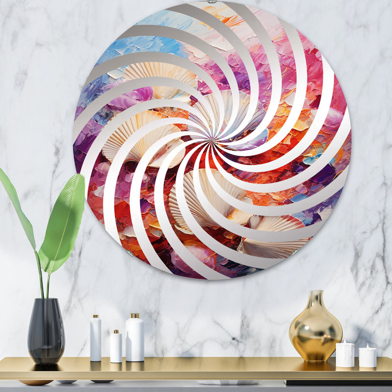Seashells Wonders On The Coast I - Miroir décoratif Vortex | Rond, 31,4 po x 31,4 po