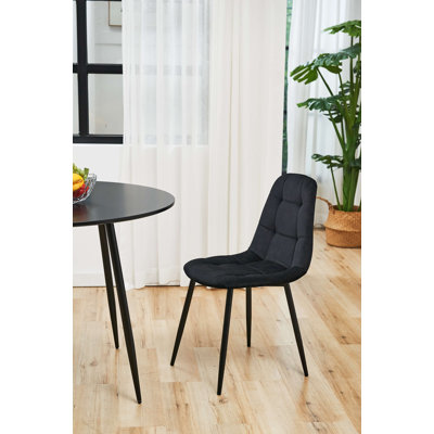 Kimballton 46cm H Tufted Velvet Upholstered Upholstered Back Side Chair in Black