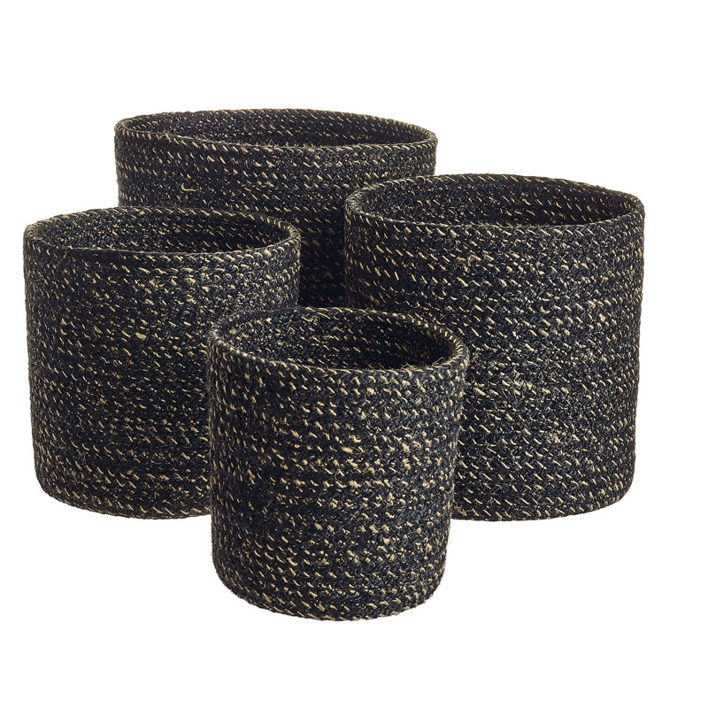 Ensemble de paniers en jute 4 pièces Berkey, Noir