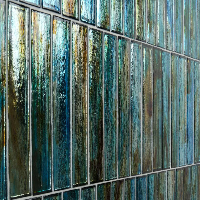 Komorebi 2x12 Brick Polished Glass Subway Tile, Juneau Spring