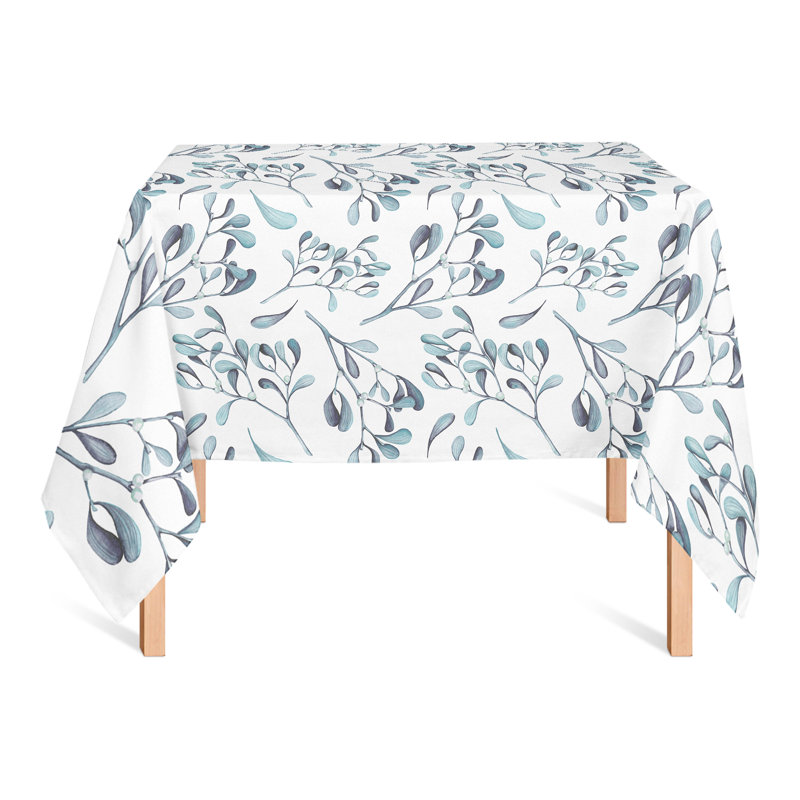 Nappe aquarelle feuilles et baies grises 2, Bleu