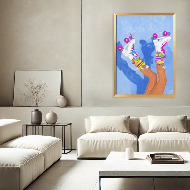 Pop Art & Retro "Skate like a Girl" Framed Print Wall Art, 20" H x 16" W
