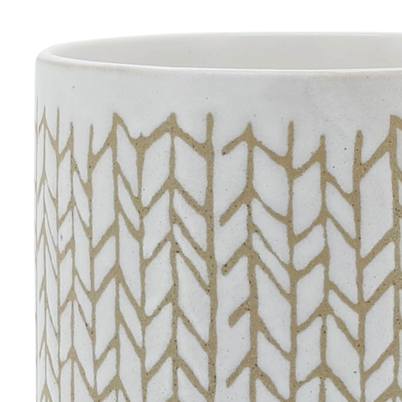 Jardinière en céramique beige de 8 po avec support