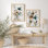 Ensemble de 2 pièces d'art mural aquarelle et floral encadrées - impressions neutres douces pour le décor de chambre à coucher ou de salle de bain