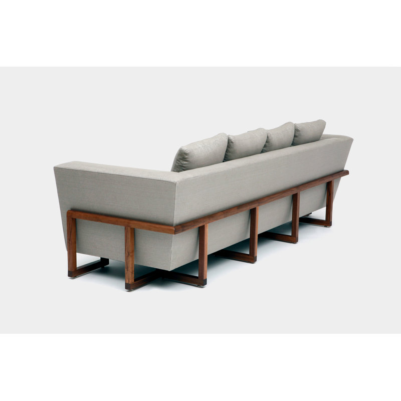 LRG Velvet Sofa, Walnut, No Trays, Metal Natural