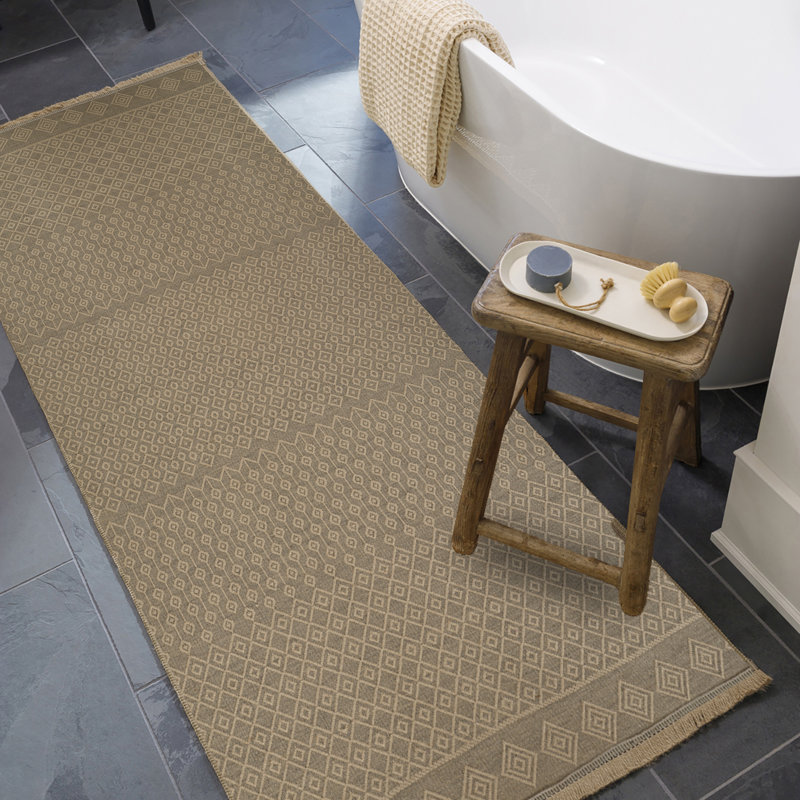 Mystery Modern Washable Jute Fringed Rug, Runner 79 x 220cm