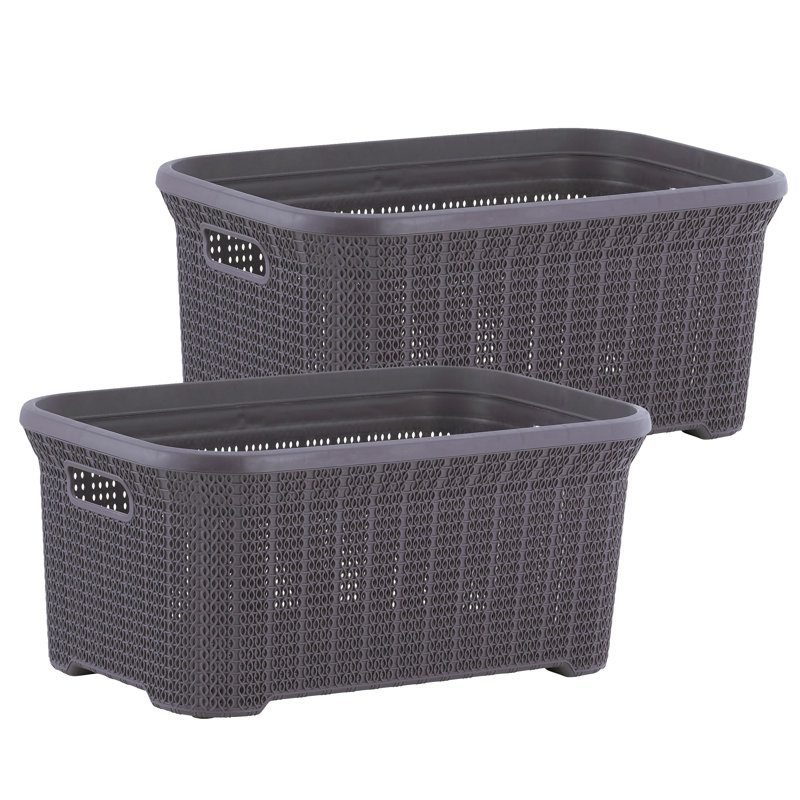 Knit Laundry Basket, Gray