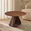 Ensemble de 2 tables basses gigognes, tables d'appoint rondes avec lit-grotte intégré pour chat, table de bout moderne avec plateau en grain de bois de mélamine et base en acier au carbone pour le salon, petit espace