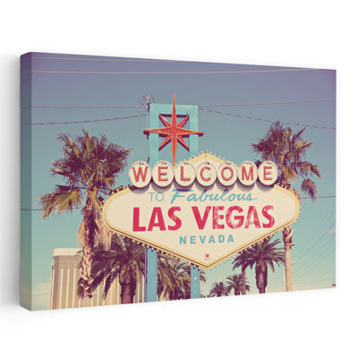 Welcome To Fabulous Las Vegas Retro Abstract Palm Landscape Nature Art