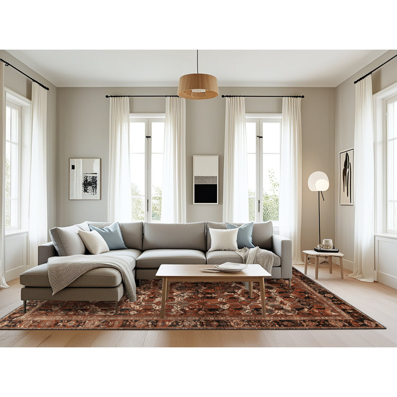 Tapis brun lavable à la machine, Rectangulaire 8 pi x 12 pi