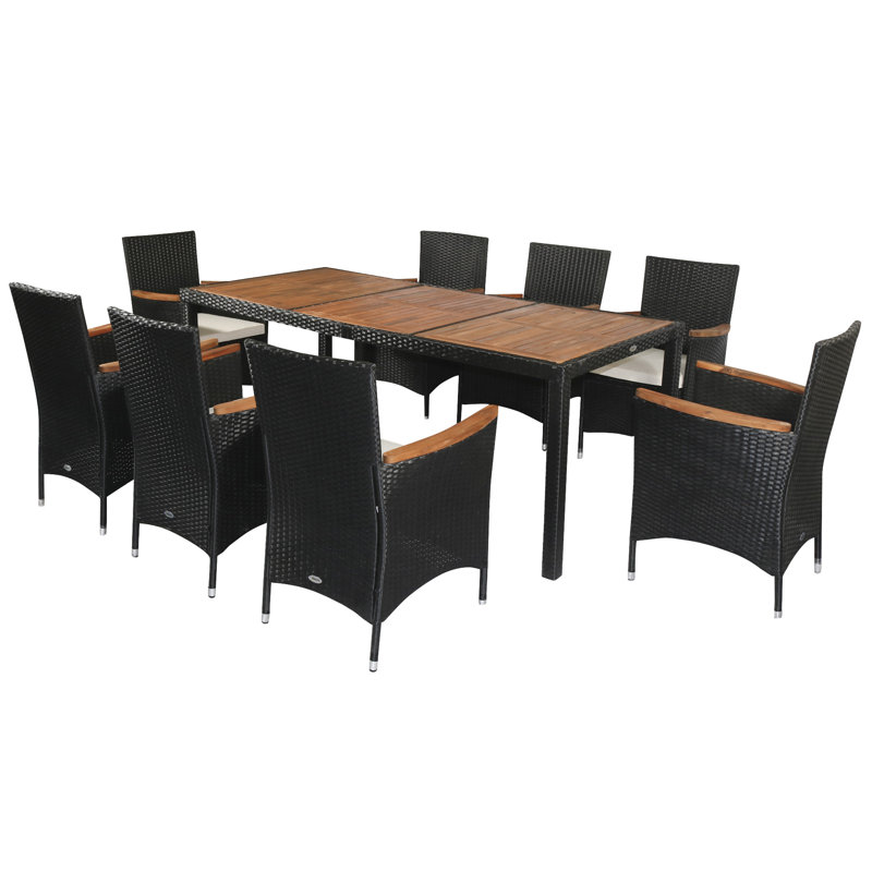 Ensemble de salle à manger rectangulaire avec coussins 8 à 59 po Vendla