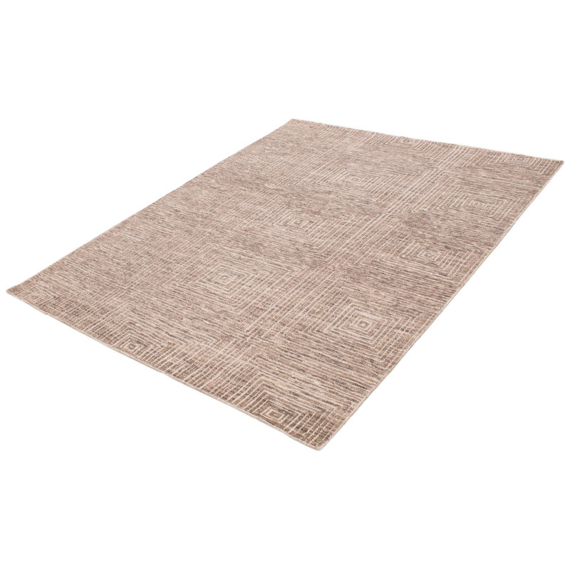 Tapis taupe en laine noué à la main 7 pi 11 po x 9 pi 11 po