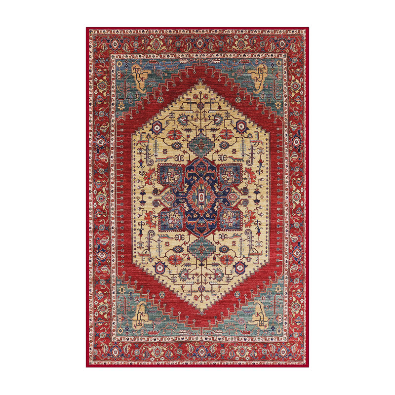 Tapis oriental rouge / beige / bleu, Rectangle 6 pi x 9 pi