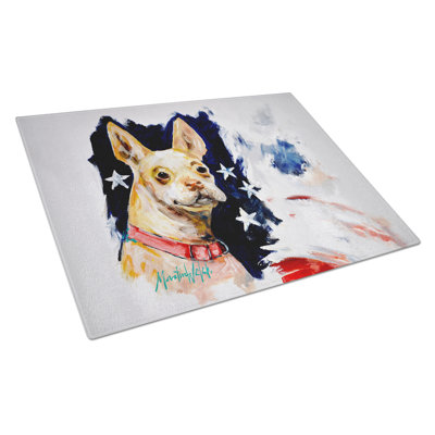Chevy Boston Terrier Glass Cutting Board