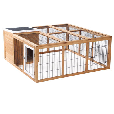Cage à lapin avec cage principale rabattable, cage à cochon d'Inde pour petits animaux avec trois portes d'aération, naturel