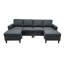 Canapé modulaire en lin rembourré avec 2 repose-pieds