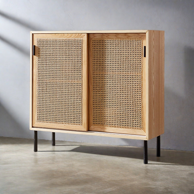 Armoire de rangement en rotin tissé, Burlywood