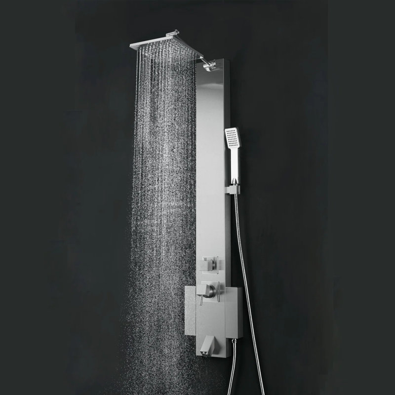Panneau de douche en acier inoxydable 48 po avec pomme de douche réglable