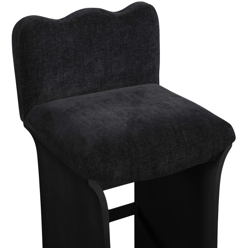Tabouret de comptoir Shaw Cassady, Noir, Tissu chenille noir